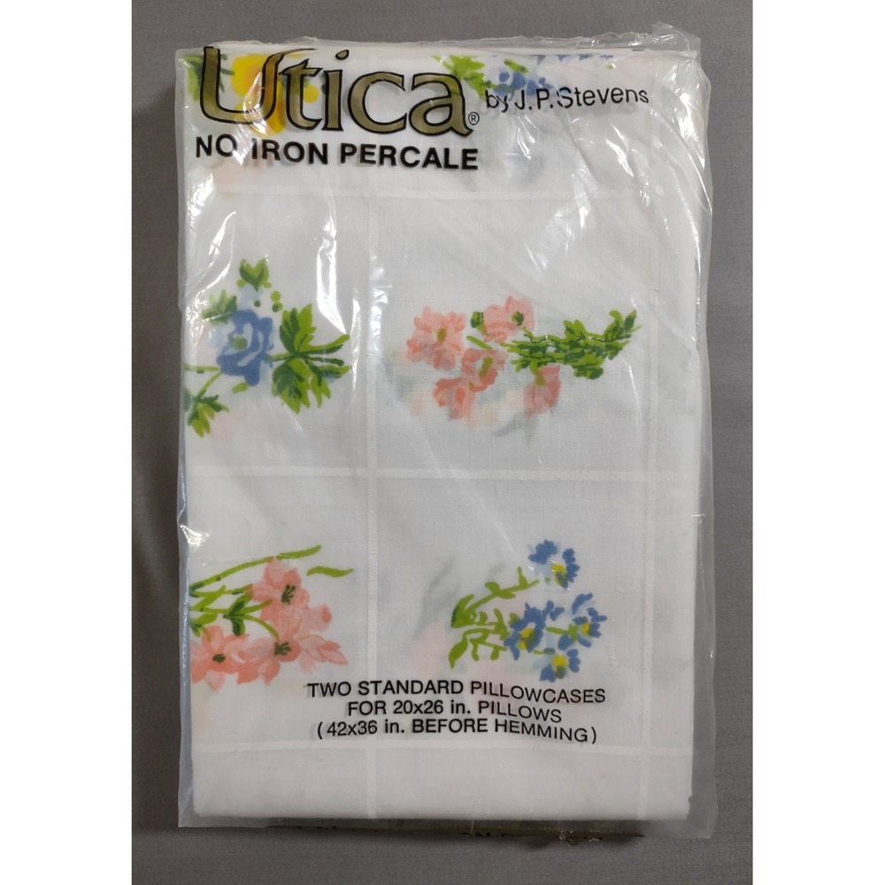 Vintage Utica by JP Stevens Floral Percale Standard Pillowcase Set 2pc New NOS